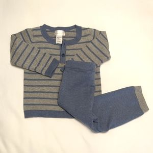 EUC Bloomie's Baby Matching Blue and Gray Sweater and Pants Set